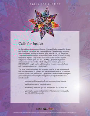 The National Inquiry into the Missing and Murdered Indigenous Women and Girls' Calls for Justice