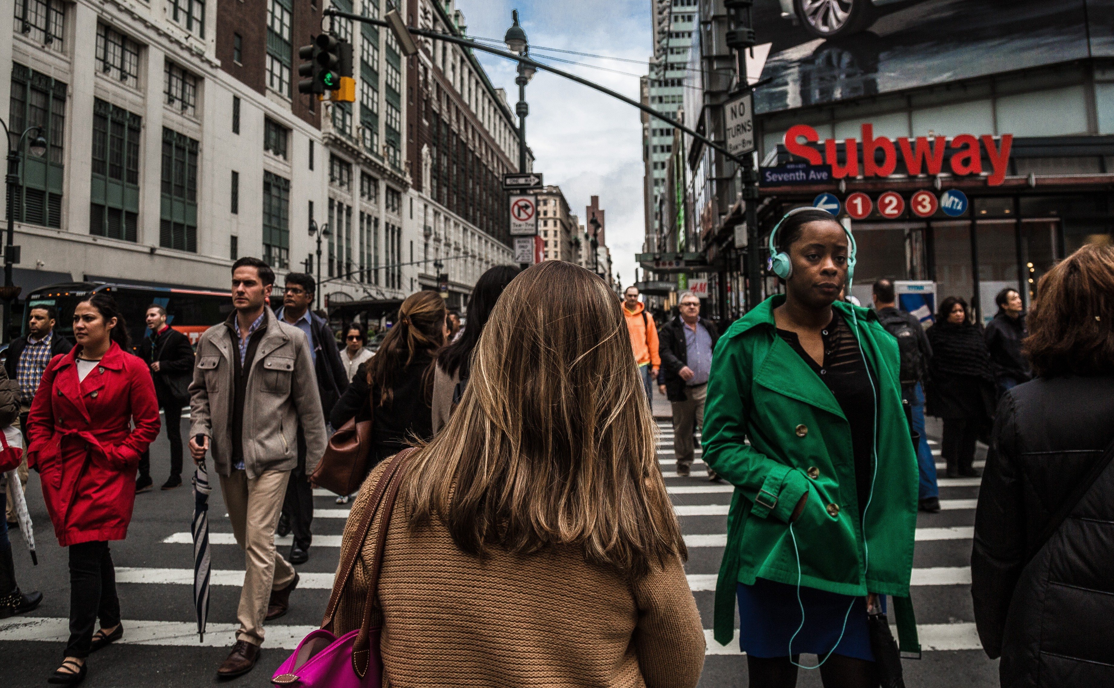 Woman Walking on Street