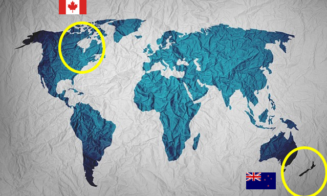 World Map with Canada and NZ