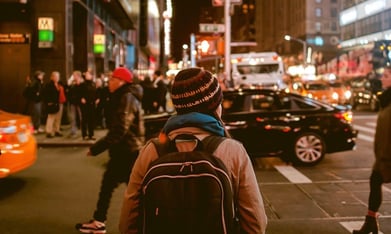 Youth looking at traffic