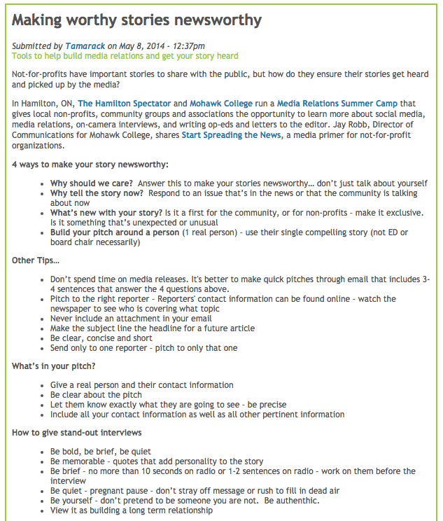 TOOL Making Worthy Stories Newsworthy