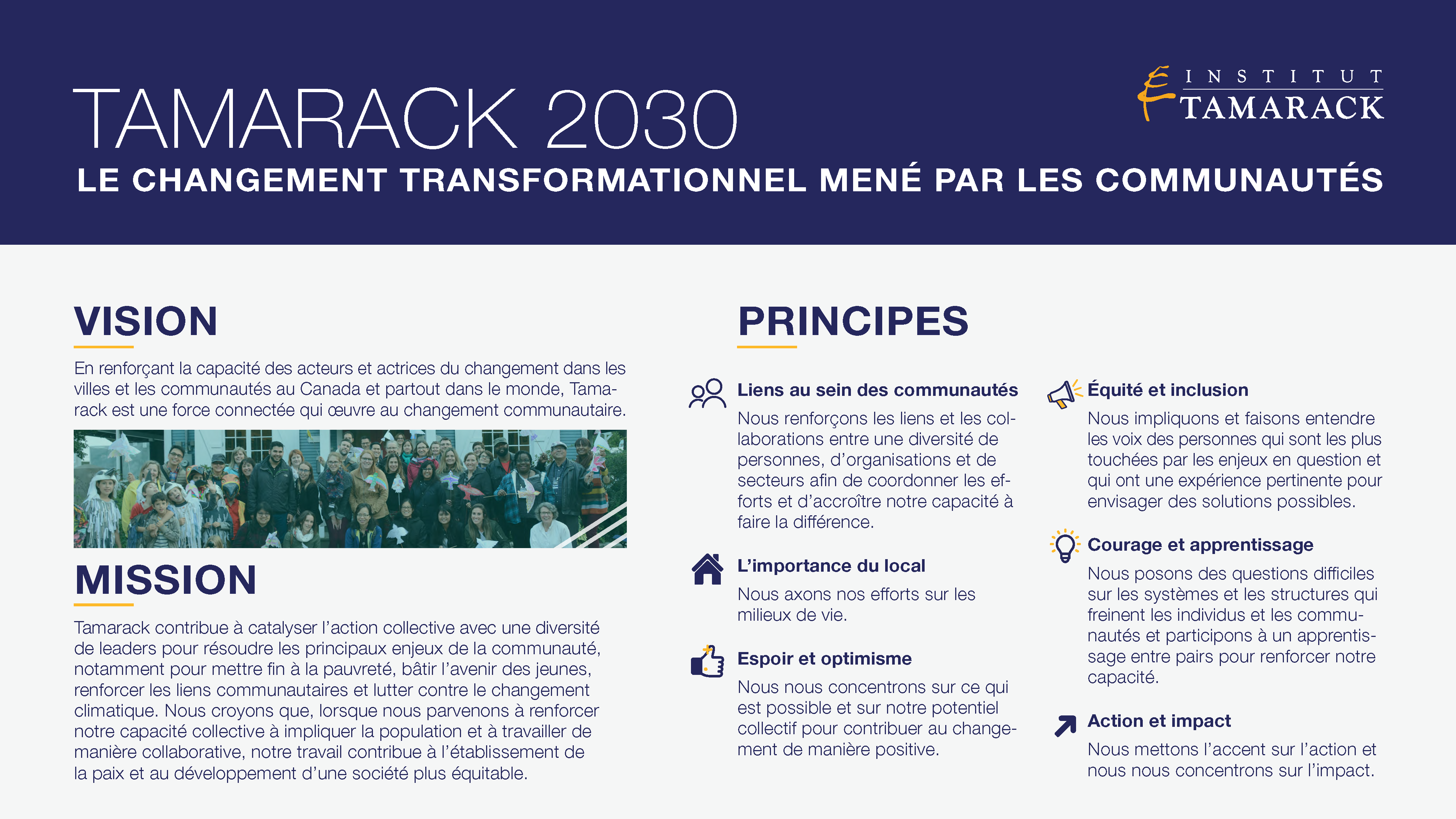 Plan sur une page Tamarack 2030