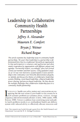 Leadership in Collaborative Community Health Partnerships