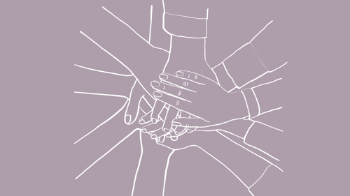 Line art of hands together