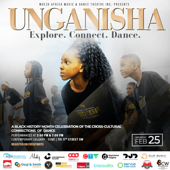 Photo of the poster for Unganisha, a Black History Month celebration of the cross-cultural connections of dance