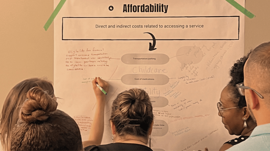 A group of people working together using the accessibility matrix