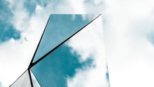 Clouds reflected in a mirror