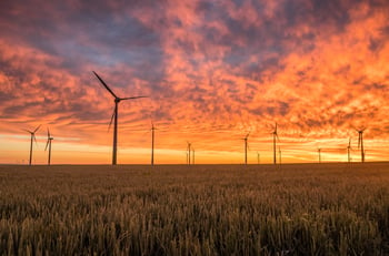 Sunset with Wind Turbines