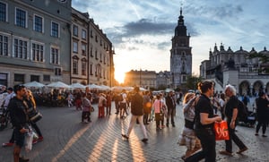 people walking in the streets