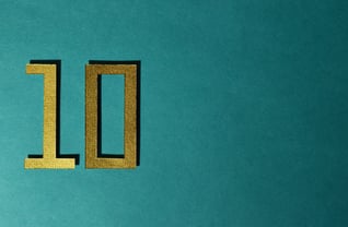 the number 10 with a blue background 