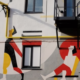 street art with staircase