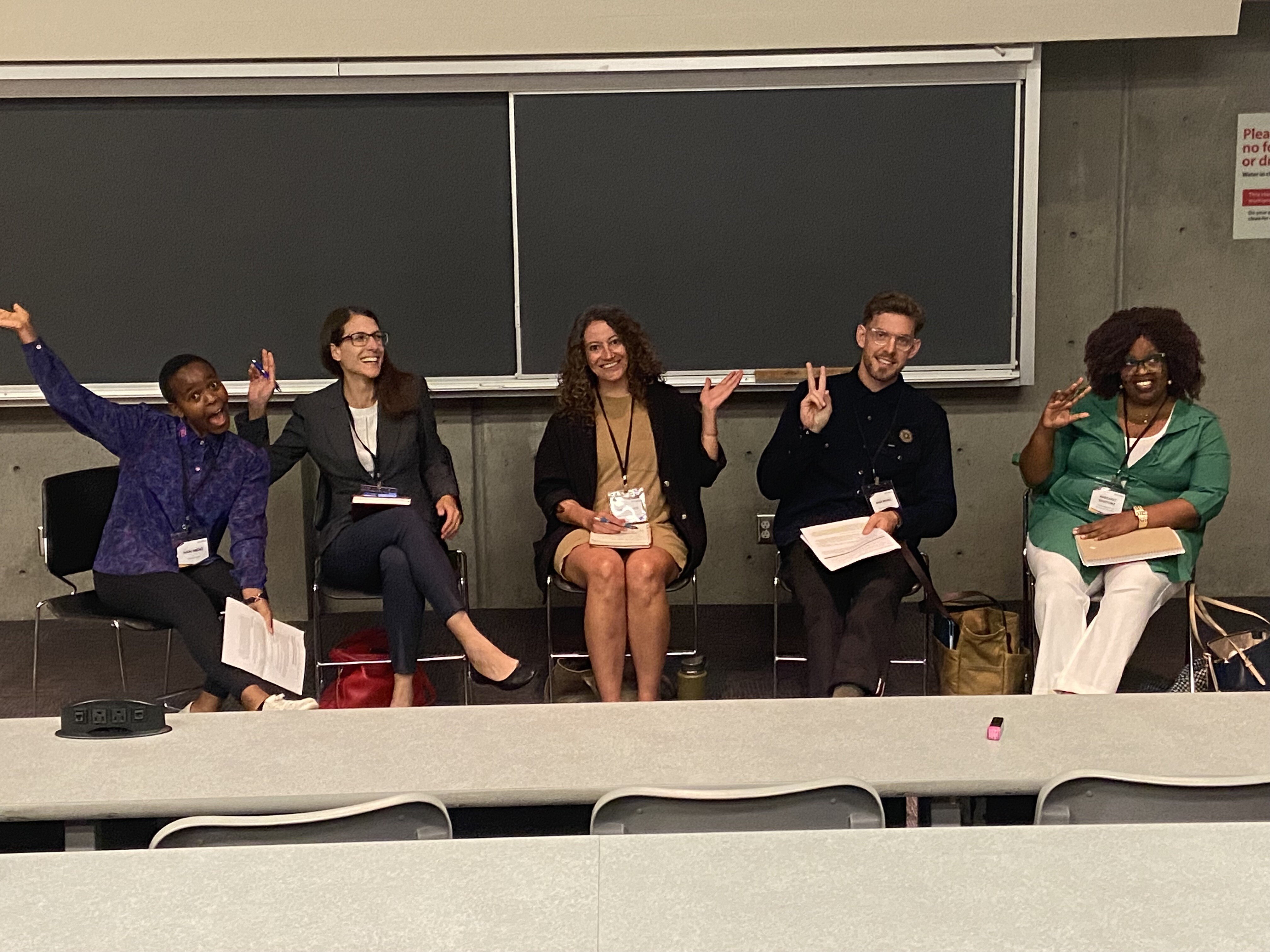 Photo of Njoki Mbũrũ, Danya Pastuszek, Marcie DeWitt, Anur Mehdic, and Margaret Wanyoike at the Victoria Forum in August 2024. 